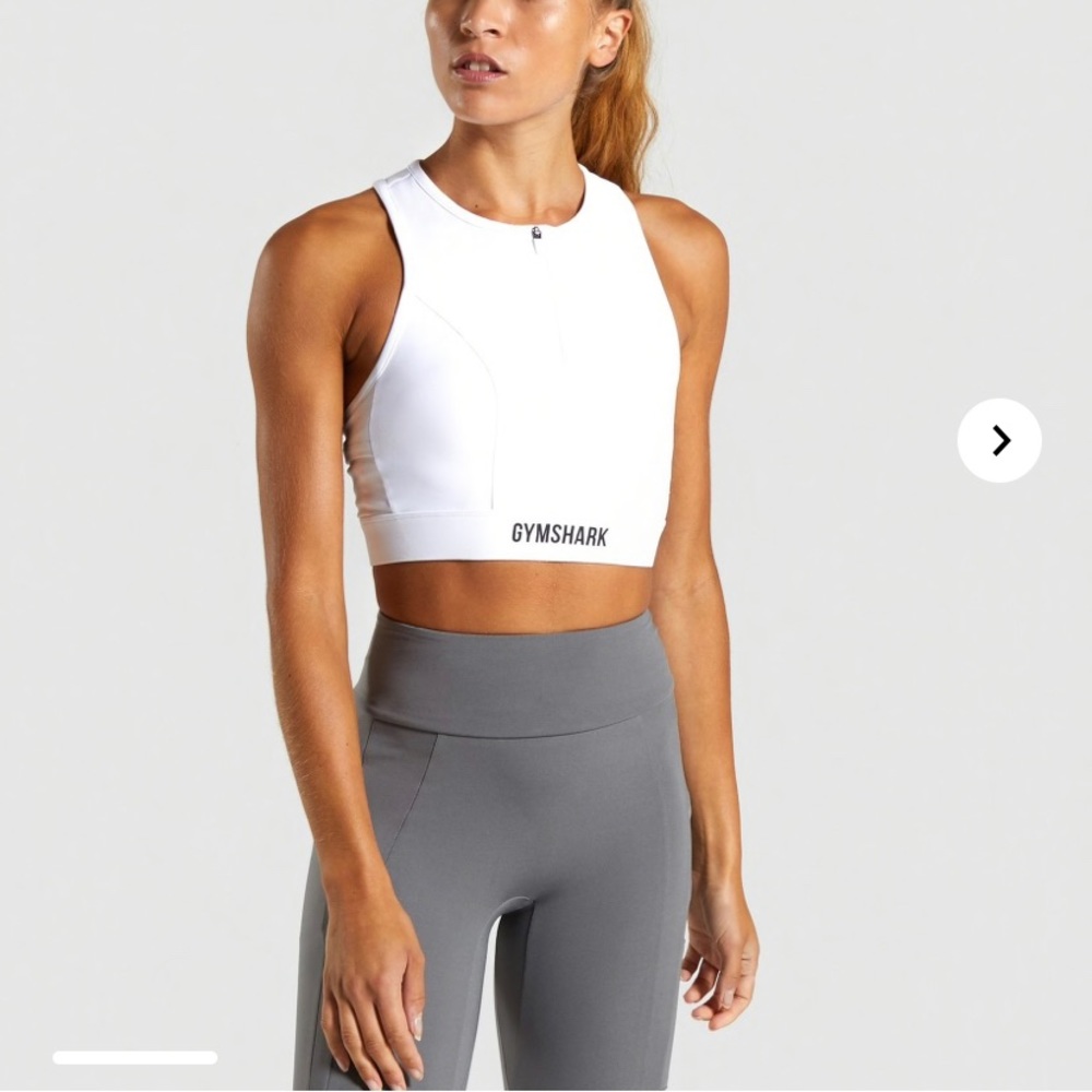Black and white Non Stop sports bra by Gymshark